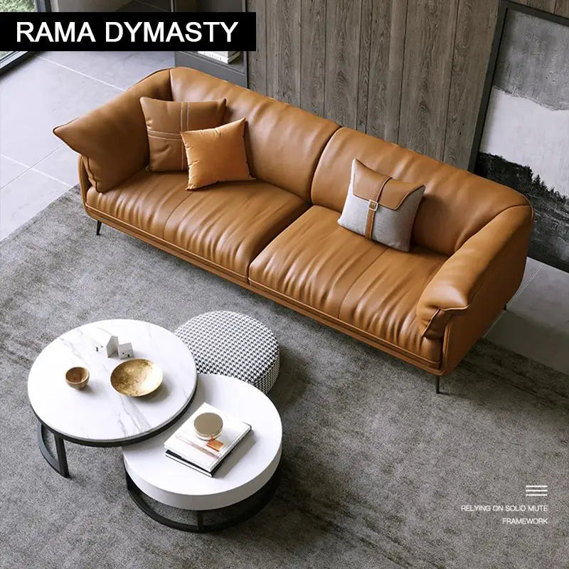 Modern Real Leather Upholstered 1+2+3-Seater Corner Sofa with Black Legs Can be Customzied