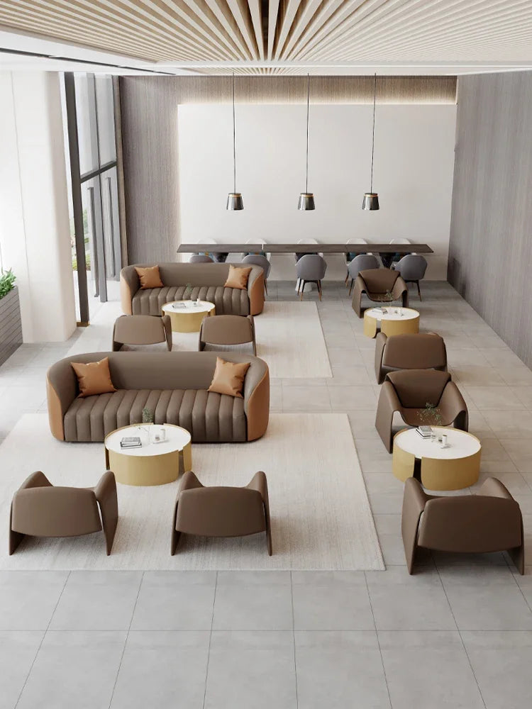 Office sofa, business hotel lobby rest area, reception sofa, coffee table combination, beauty salon sofa creativity
