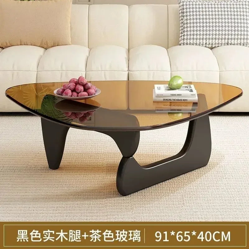 Transparent Glass Coffee Table | Light Luxury Nordic Solid Wood Living Room Furniture