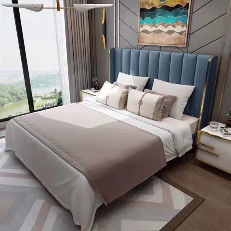 Luxury wooden bedroom set with elegant bed for home & hotel.